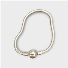 Pandora Moments Sterling Silver Round Clasp Snake 7.5” Bracelet